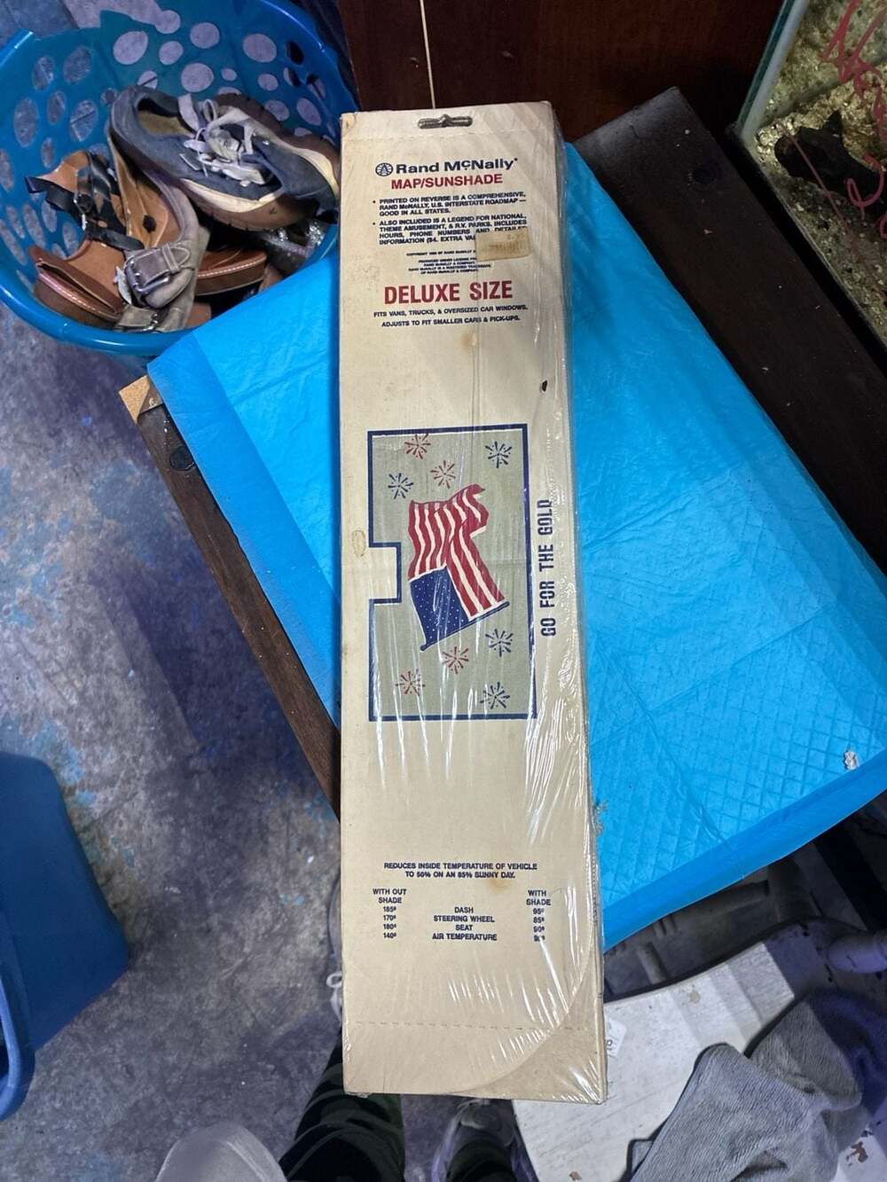 Vintage Rand McNally Map/Sunshade Deluxe Size American Flag Go For The Gold